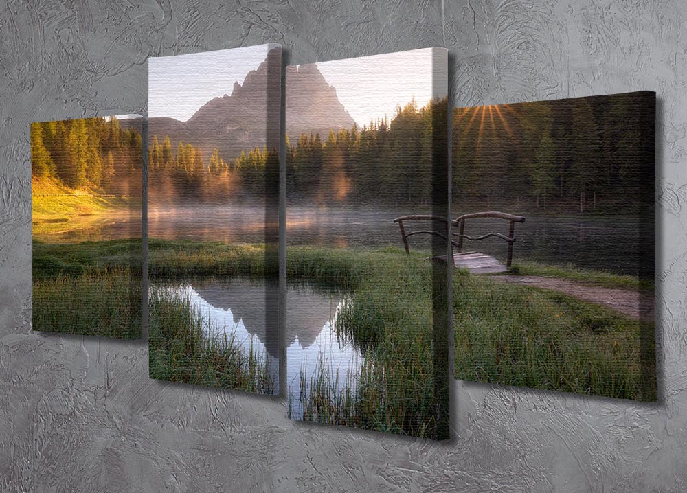 Morning Silence 4 Split Panel Canvas artwork featuring serene imagery divided into four equal panels, creating a cohesive and dynamic display.