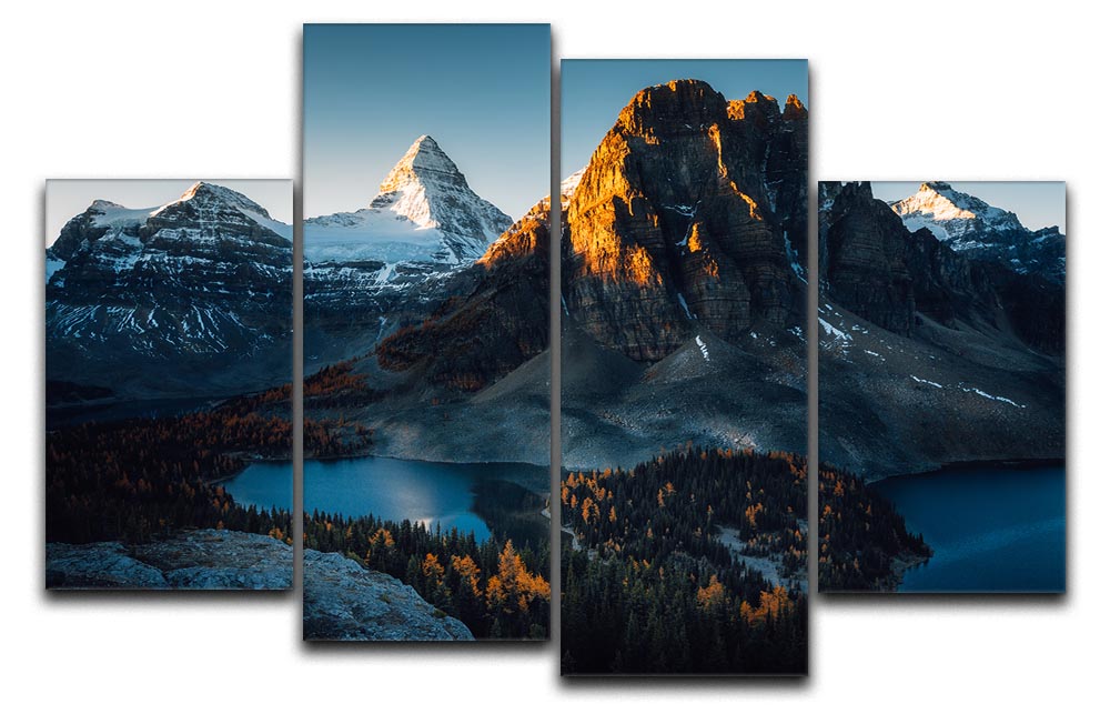 Morning Sunlight 4 Split Panel Canvas artwork featuring vibrant colors and serene imagery divided into four equal sections.