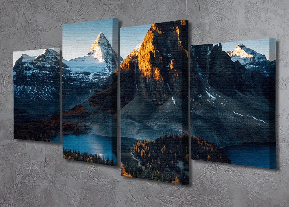Morning Sunlight 4 Split Panel Canvas artwork featuring vibrant colors and serene imagery divided into four equal sections.