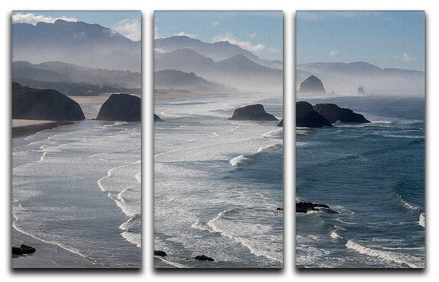 A stunning 3-panel canvas print depicting the Morning View from Ecola Point, showcasing vibrant colors and serene landscapes.