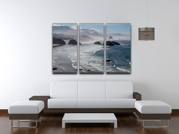 A stunning 3-panel canvas print depicting the Morning View from Ecola Point, showcasing vibrant colors and serene landscapes.