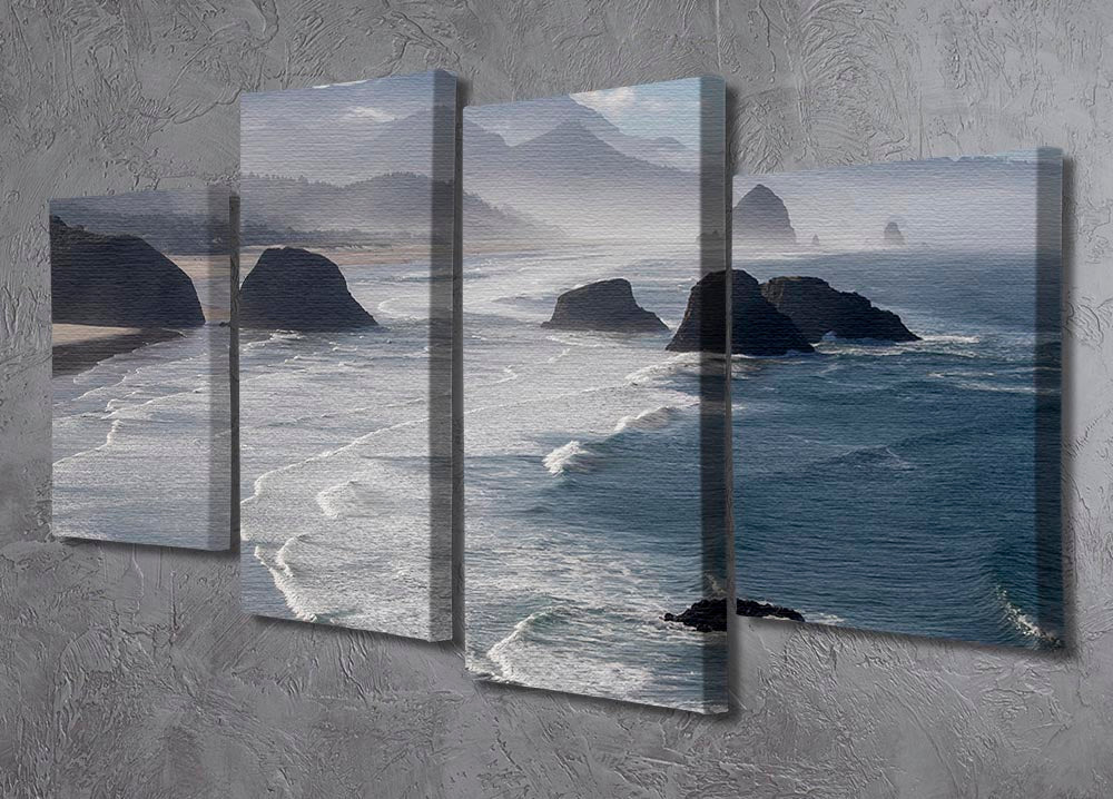 Morning View From Ecola Point 4 Split Panel Canvas showcasing a serene landscape divided into four panels, perfect for home decor.