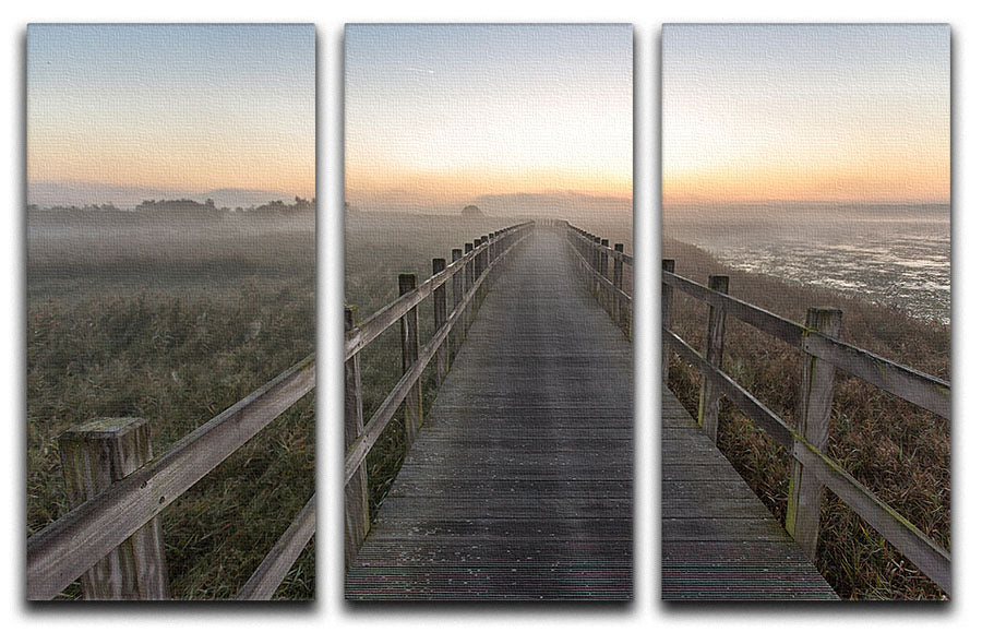 A beautiful 3-panel canvas print depicting a serene morning walk scene, enhancing any interior decor.