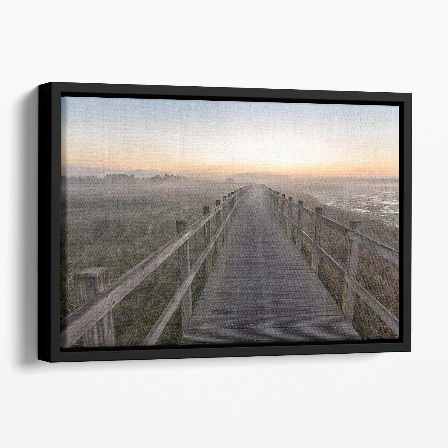 Morning Walk Floating Framed Canvas featuring vibrant abstract art in a handcrafted wooden frame.