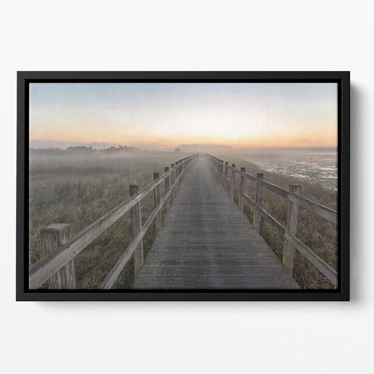 Morning Walk Floating Framed Canvas featuring vibrant abstract art in a handcrafted wooden frame.
