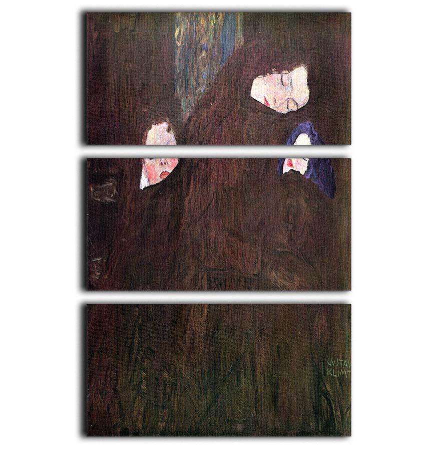 Three-panel canvas print of Mother with Children by Klimt, showcasing vibrant colors and intricate details.