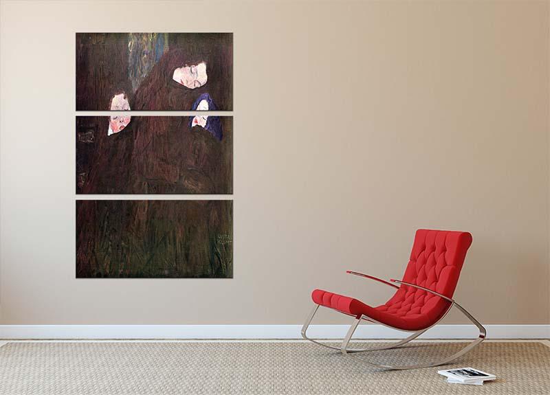 Three-panel canvas print of Mother with Children by Klimt, showcasing vibrant colors and intricate details.