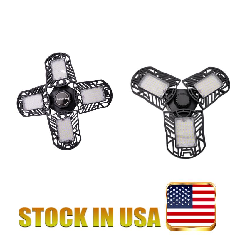 Motion Sensor LED Garage Lights with adjustable trilights, showcasing die-cast aluminum design and multiple color options.