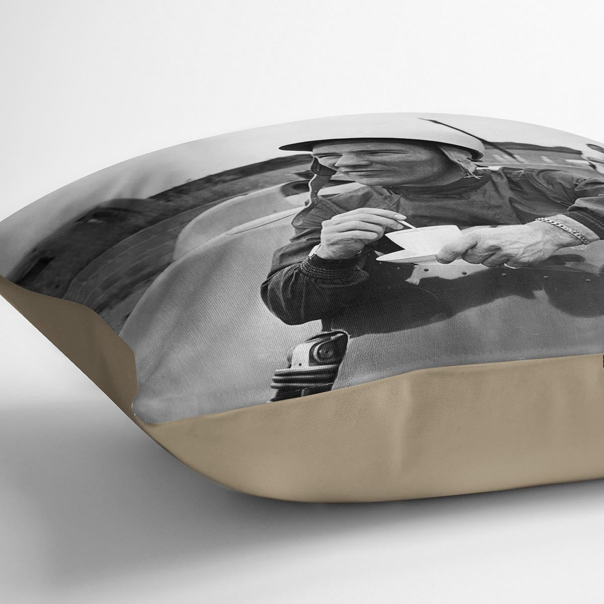 A vibrant Stirling Moss cushion featuring abstract designs on luxurious vegan faux suede, perfect for home decor.