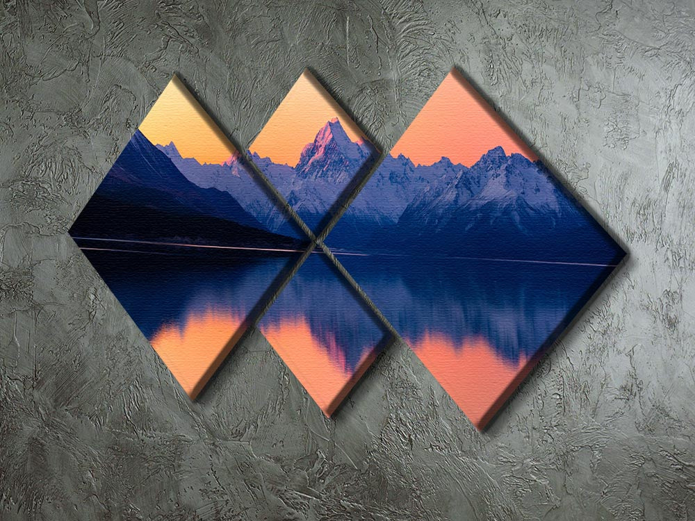 Mount Cook New Zealand 4 Square Multi Panel Canvas artwork featuring stunning landscapes divided into four equal panels.
