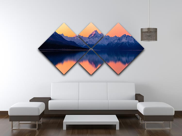 Mount Cook New Zealand 4 Square Multi Panel Canvas artwork featuring stunning landscapes divided into four equal panels.