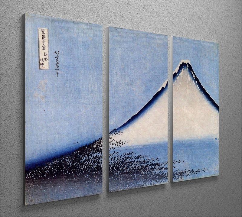 Three-panel canvas print featuring Mount Fuji by Hokusai, showcasing vibrant colors and intricate details.