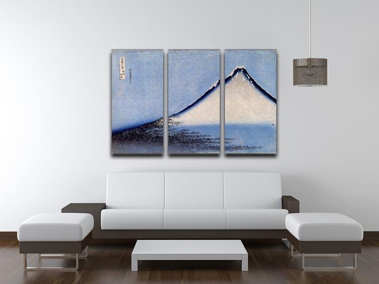 Three-panel canvas print featuring Mount Fuji by Hokusai, showcasing vibrant colors and intricate details.