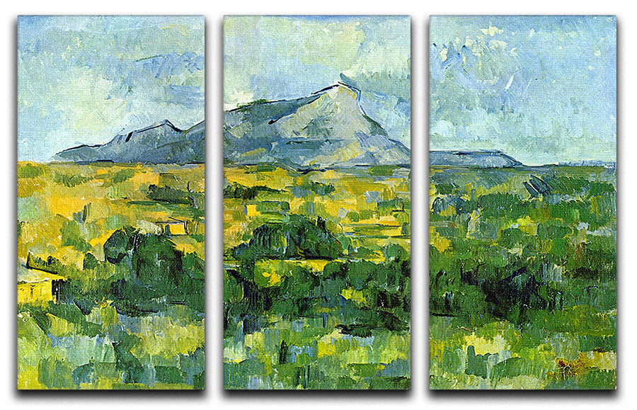 Mount St. Victiore by Cezanne 3-panel canvas print showcasing vibrant colors and intricate details.