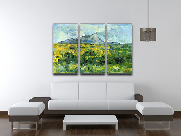 Mount St. Victiore by Cezanne 3-panel canvas print showcasing vibrant colors and intricate details.