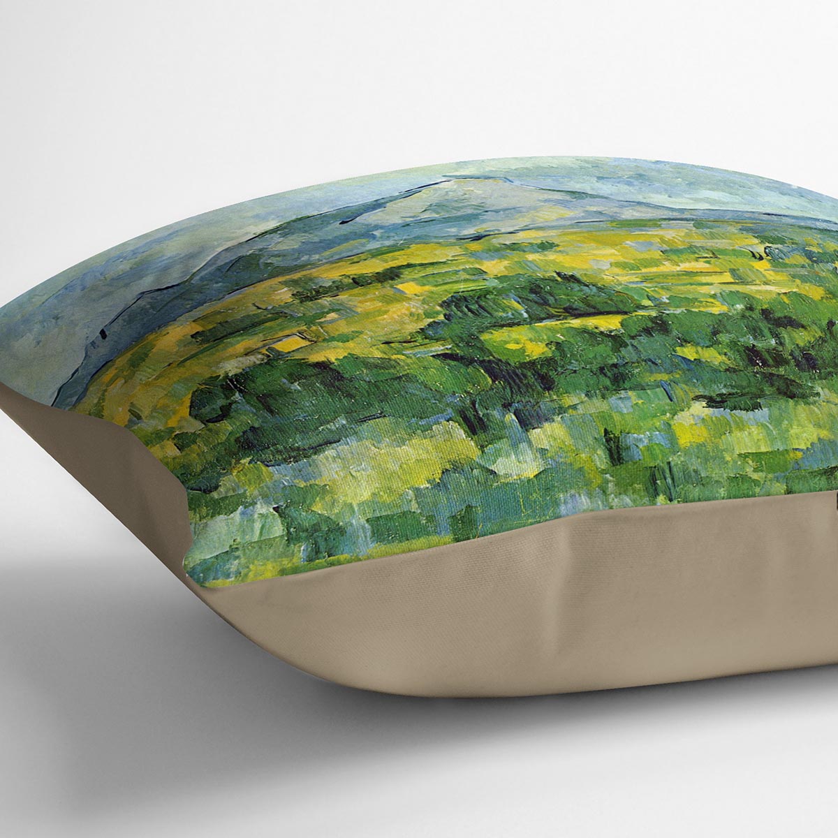 Mount St. Victiore by Cezanne Cushion featuring vibrant abstract design on luxurious vegan faux suede.