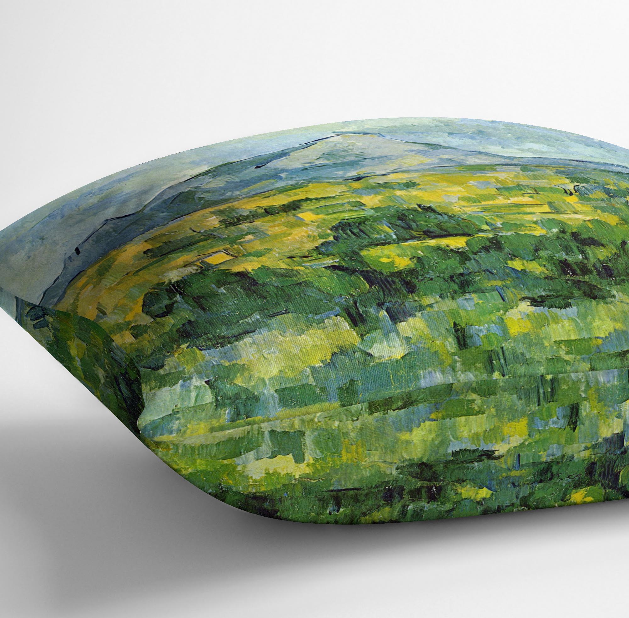 Mount St. Victiore by Cezanne Cushion featuring vibrant abstract design on luxurious vegan faux suede.