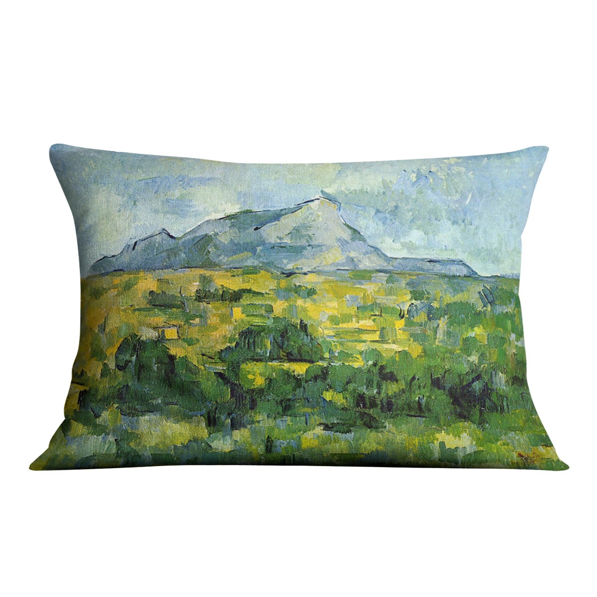 Mount St. Victiore by Cezanne Cushion featuring vibrant abstract design on luxurious vegan faux suede.