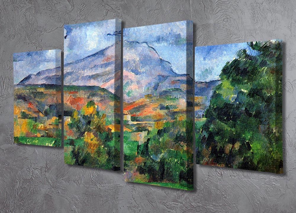 A 4-split canvas artwork featuring Cezanne's Mount St. Victoire, showcasing vibrant colors and dynamic composition across four panels.
