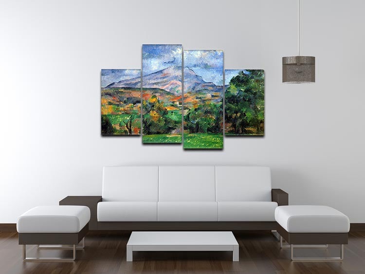 A 4-split canvas artwork featuring Cezanne's Mount St. Victoire, showcasing vibrant colors and dynamic composition across four panels.