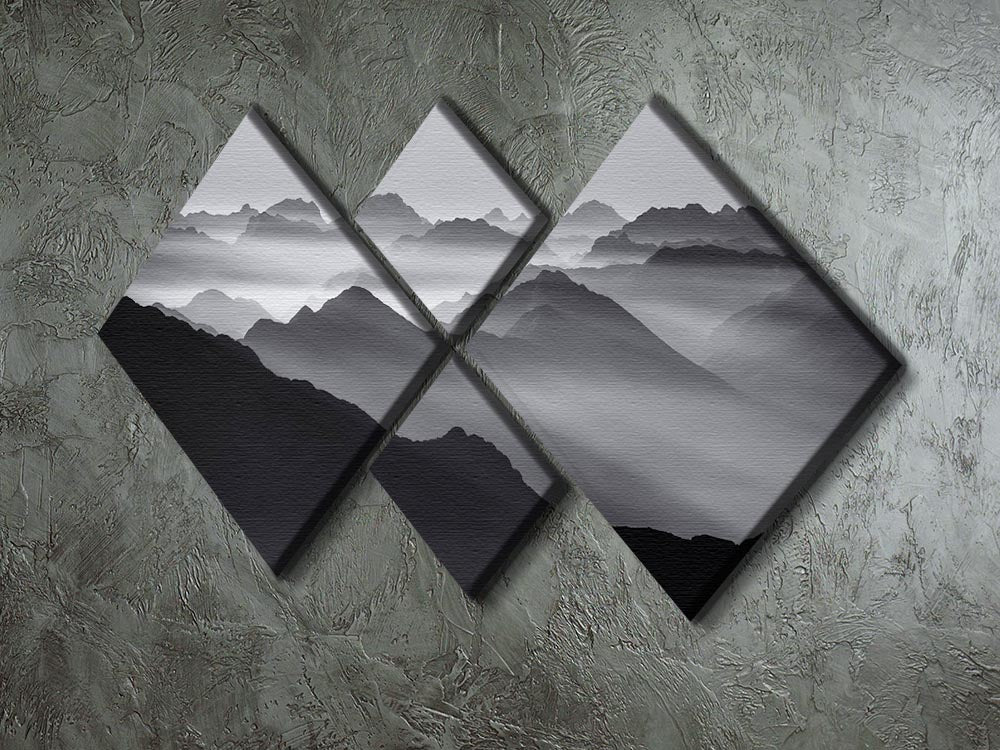 Mountain Layers 4 Square Multi Panel Canvas featuring a stunning mountain landscape divided into four equal panels.