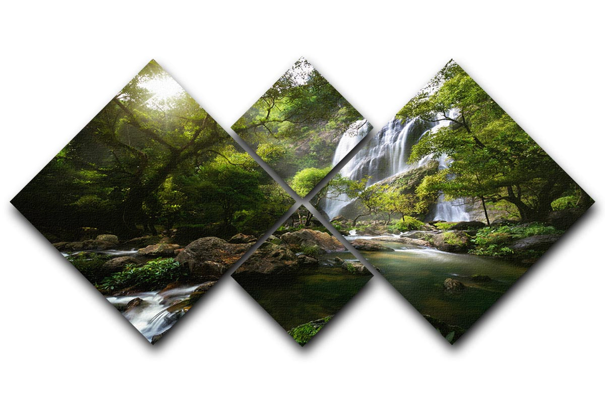 Mountain Stream 4 Square Multi Panel Canvas artwork featuring serene nature imagery divided into four equal panels.