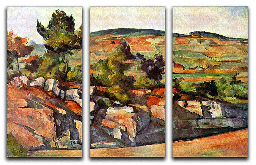 Three-panel canvas print featuring Cezanne's Mountains in Provence, showcasing vibrant colors and serene landscape.