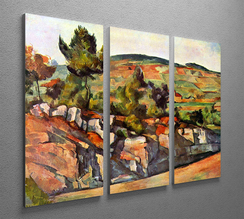 Three-panel canvas print featuring Cezanne's Mountains in Provence, showcasing vibrant colors and serene landscape.