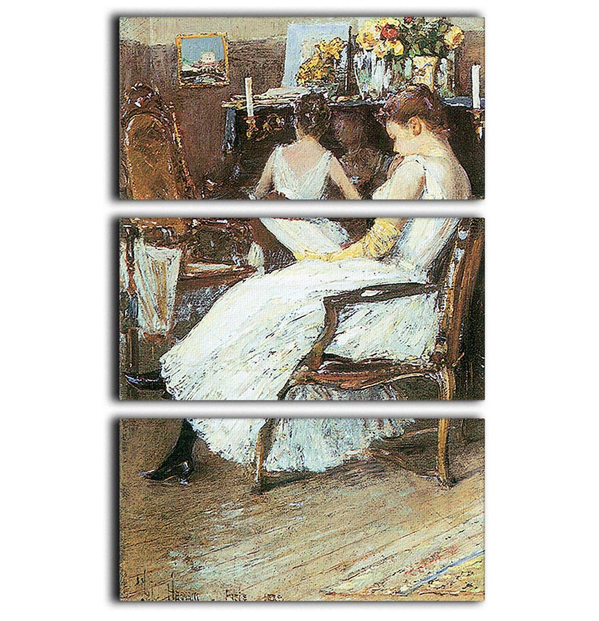 A beautiful 3-panel canvas print featuring Mrs. Hassam and her sister, showcasing vibrant colors and intricate details.