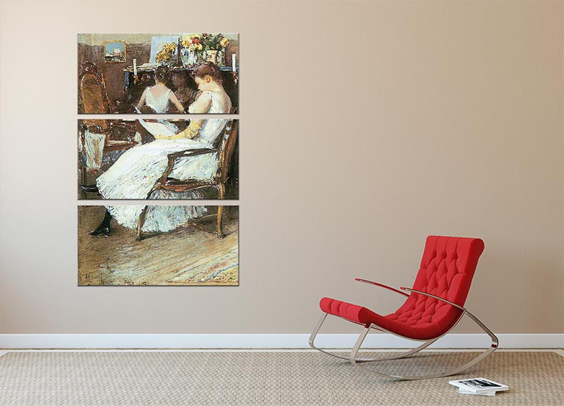 A beautiful 3-panel canvas print featuring Mrs. Hassam and her sister, showcasing vibrant colors and intricate details.