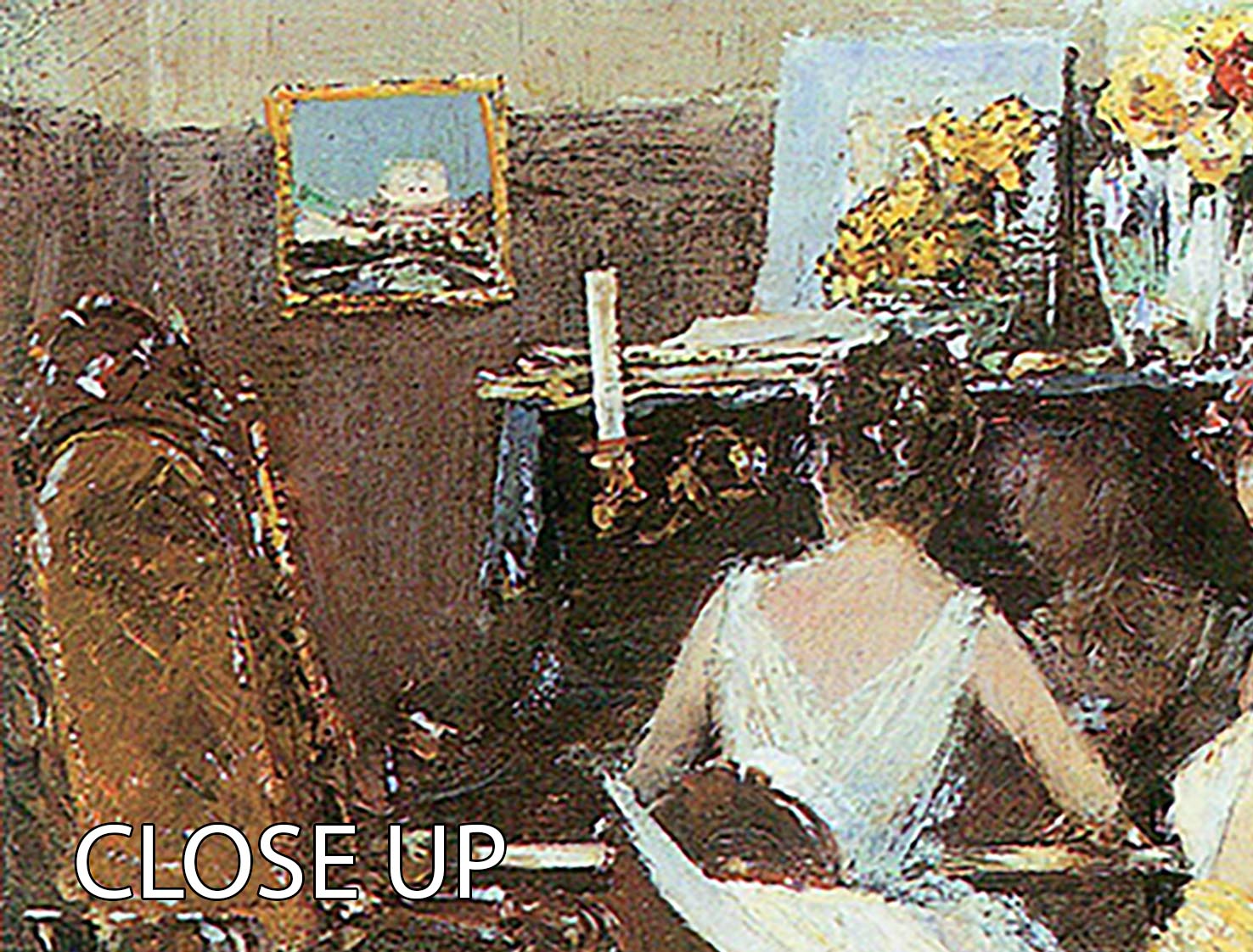 A beautiful 3-panel canvas print featuring Mrs. Hassam and her sister, showcasing vibrant colors and intricate details.