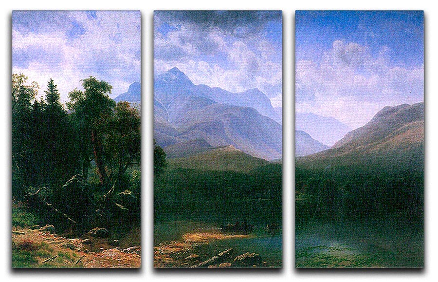 Mt. Washington by Bierstadt 3 Split Panel Canvas Print showcasing stunning mountain scenery in three panels.