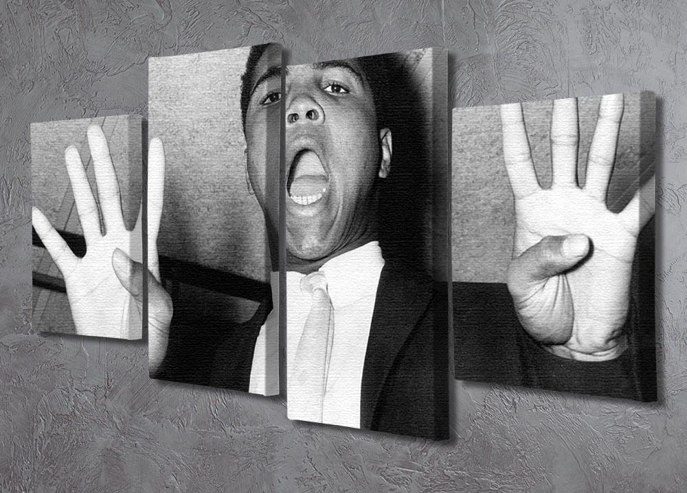 Muhammad 8 rounds 4 Split Panel Canvas artwork featuring vibrant colors and dynamic design, divided into four equal panels.