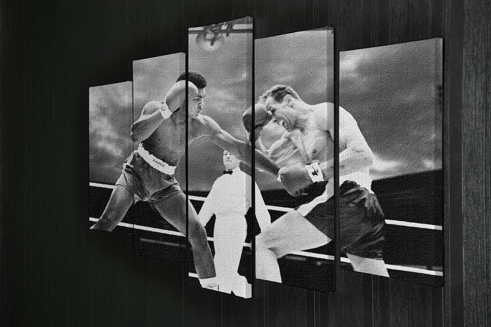 Muhammad Ali v Henry Cooper 5 Split Panel Canvas artwork featuring dynamic split design of boxing legends.