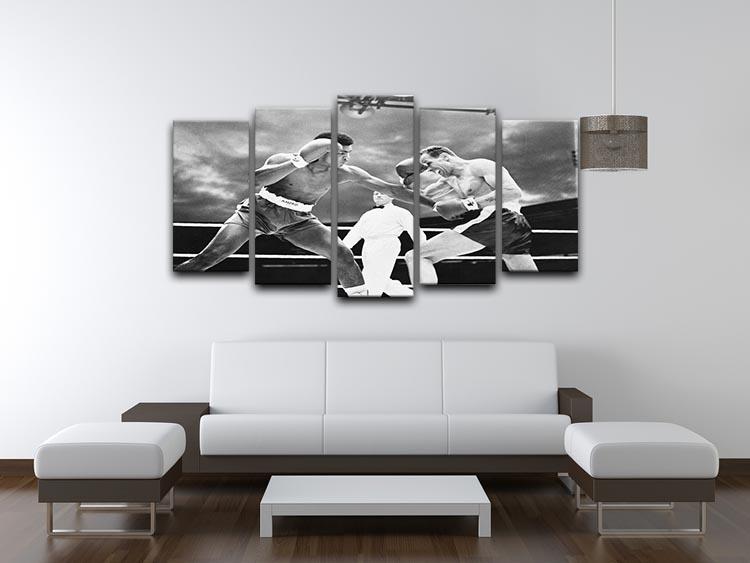 Muhammad Ali v Henry Cooper 5 Split Panel Canvas artwork featuring dynamic split design of boxing legends.