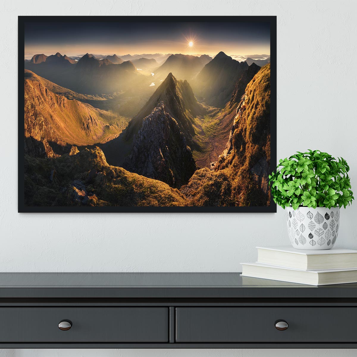 Mullach En Rathein Framed Print showcasing vivid colors and elegant handmade frame in black, white, or natural wood.