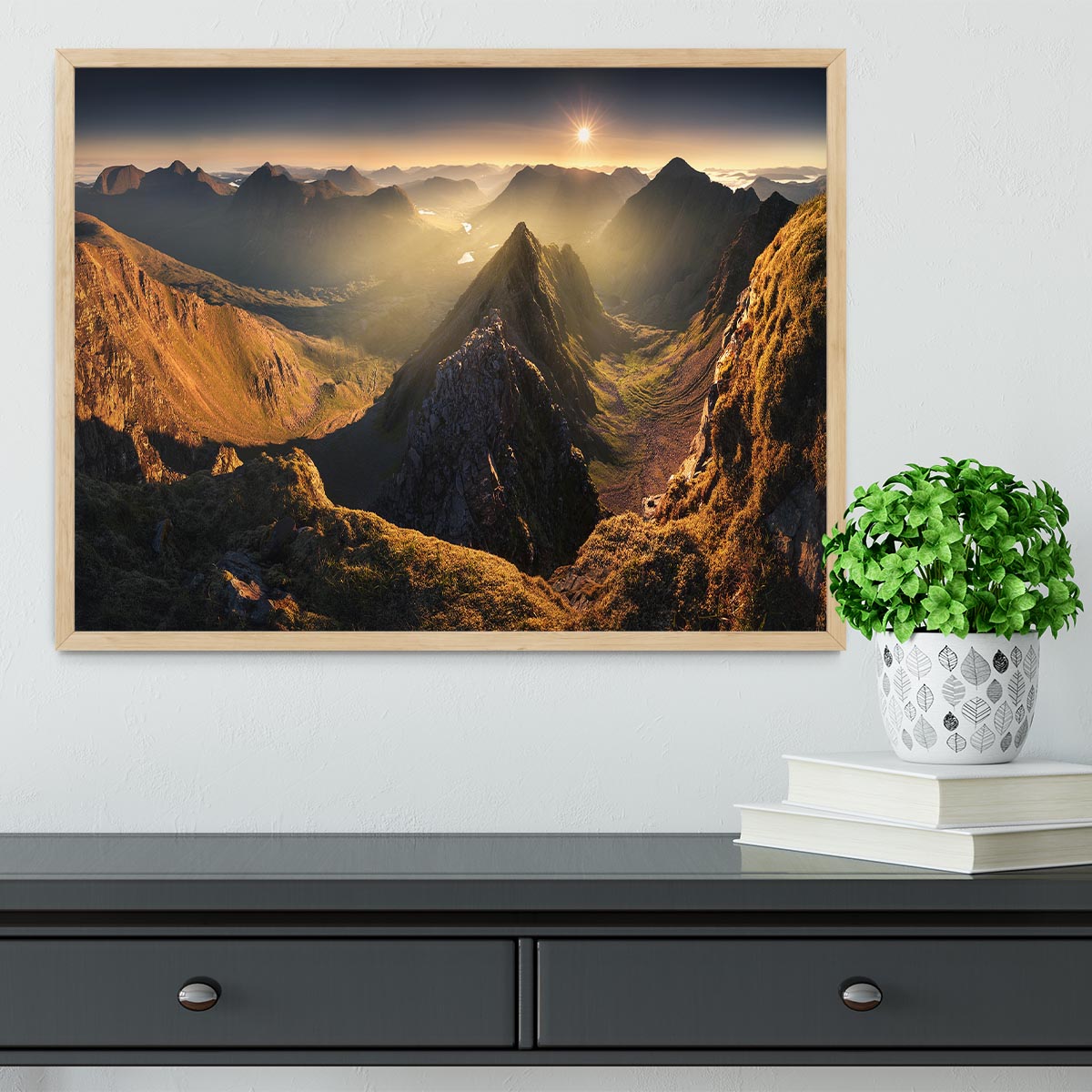 Mullach En Rathein Framed Print showcasing vivid colors and elegant handmade frame in black, white, or natural wood.
