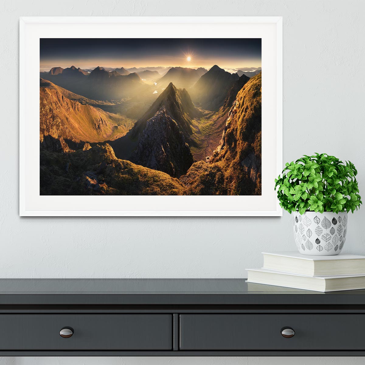 Mullach En Rathein Framed Print showcasing vivid colors and elegant handmade frame in black, white, or natural wood.