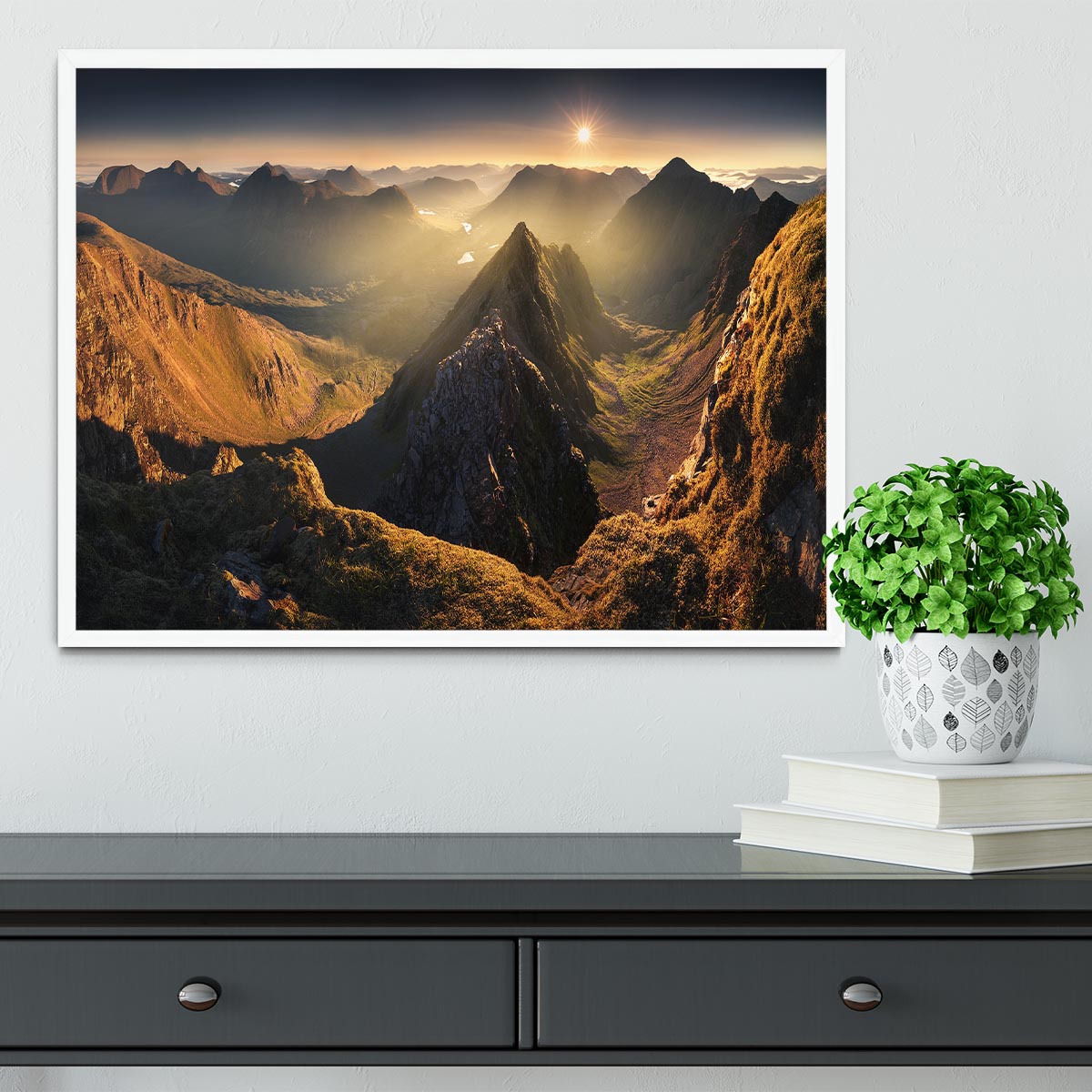 Mullach En Rathein Framed Print showcasing vivid colors and elegant handmade frame in black, white, or natural wood.