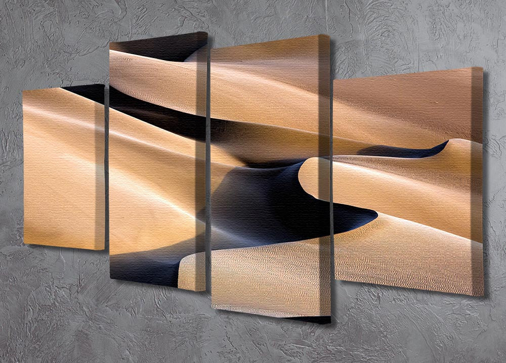 A vibrant 4-split canvas artwork featuring musical themes, divided into four panels that create a cohesive design.