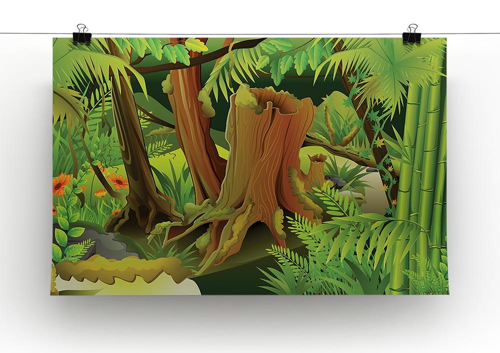 A vibrant Mystic Jungle Canvas Print featuring lush greenery and exotic plants, perfect for home decor.