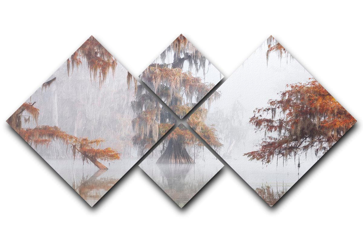 Mysty Bayou 4 Square Multi Panel Canvas artwork featuring four equal square sections, beautifully arranged to create a harmonious design.