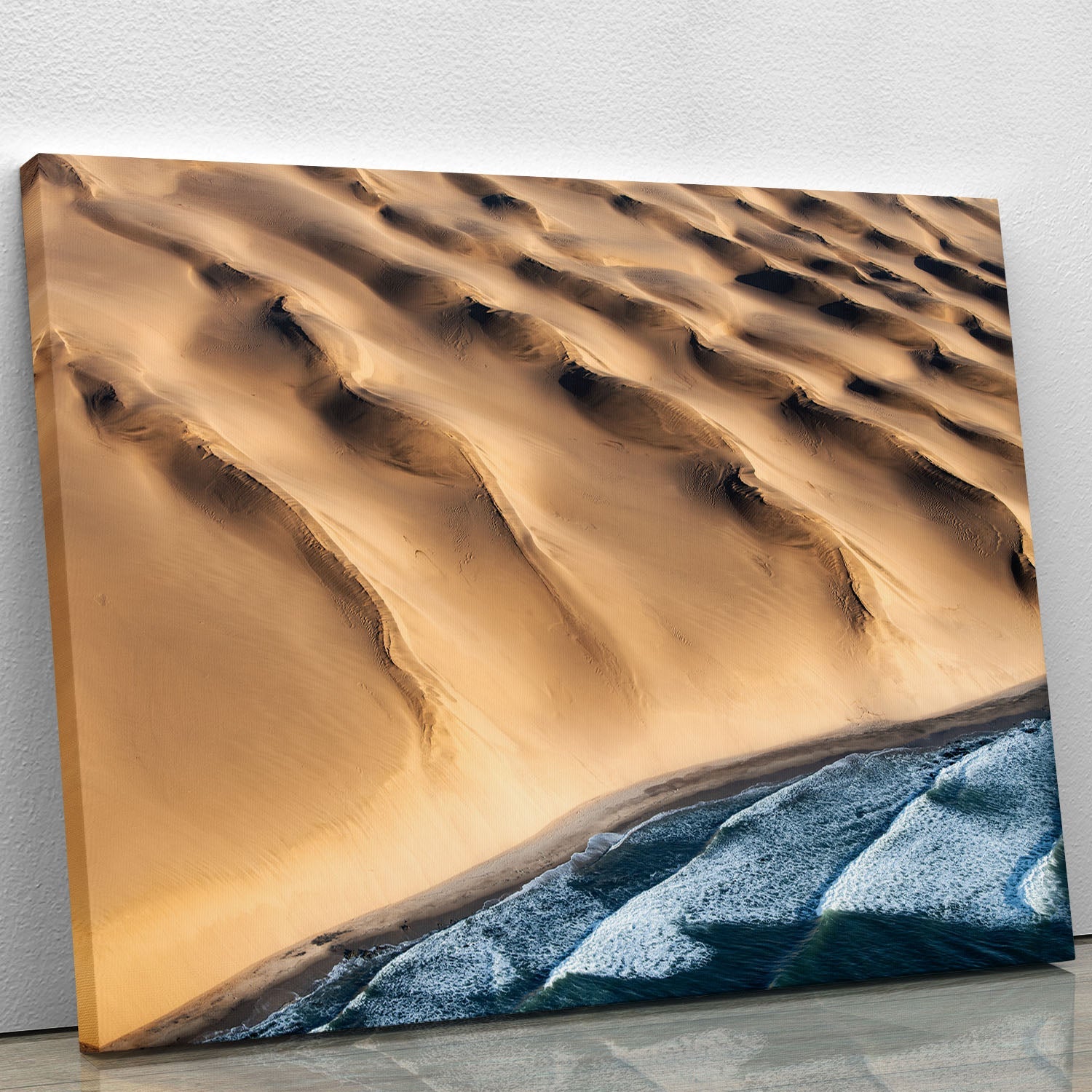 A beautiful canvas print of the Namib Desert showcasing its unique landscapes and vibrant colors, perfect for home or office decor.