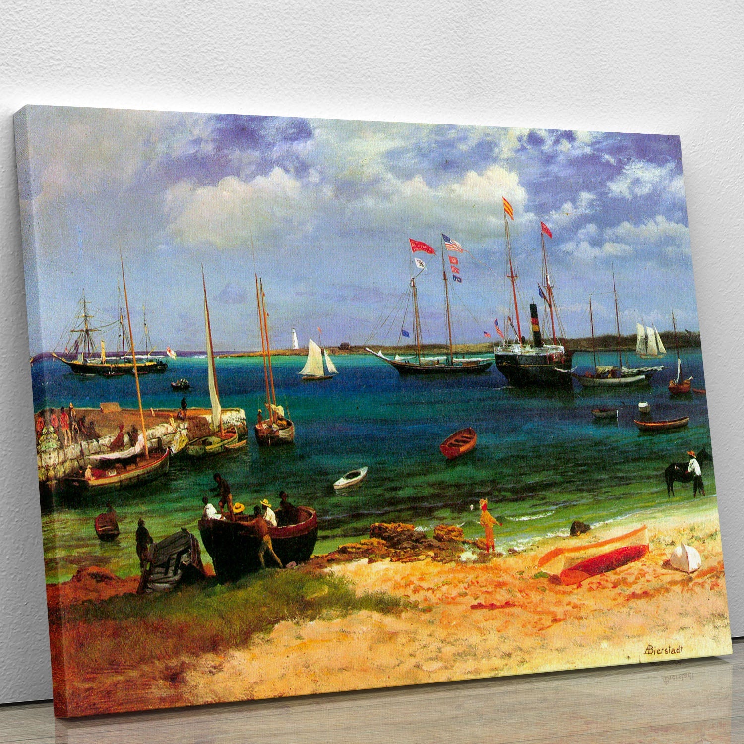Nassau port by Bierstadt canvas print showcasing vibrant colors and intricate details, perfect for home or office decor.