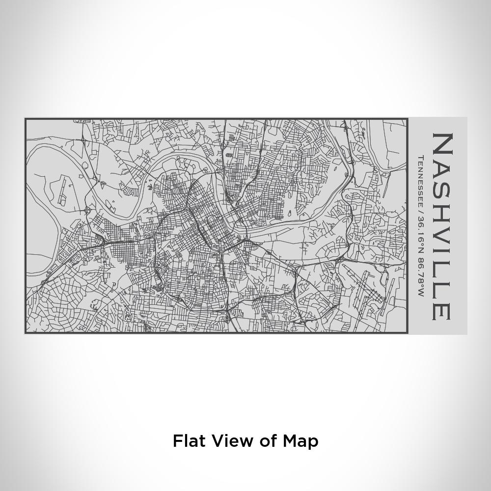 17oz insulated stainless steel bottle featuring a custom engraved map of Nashville, Tennessee with coordinates.
