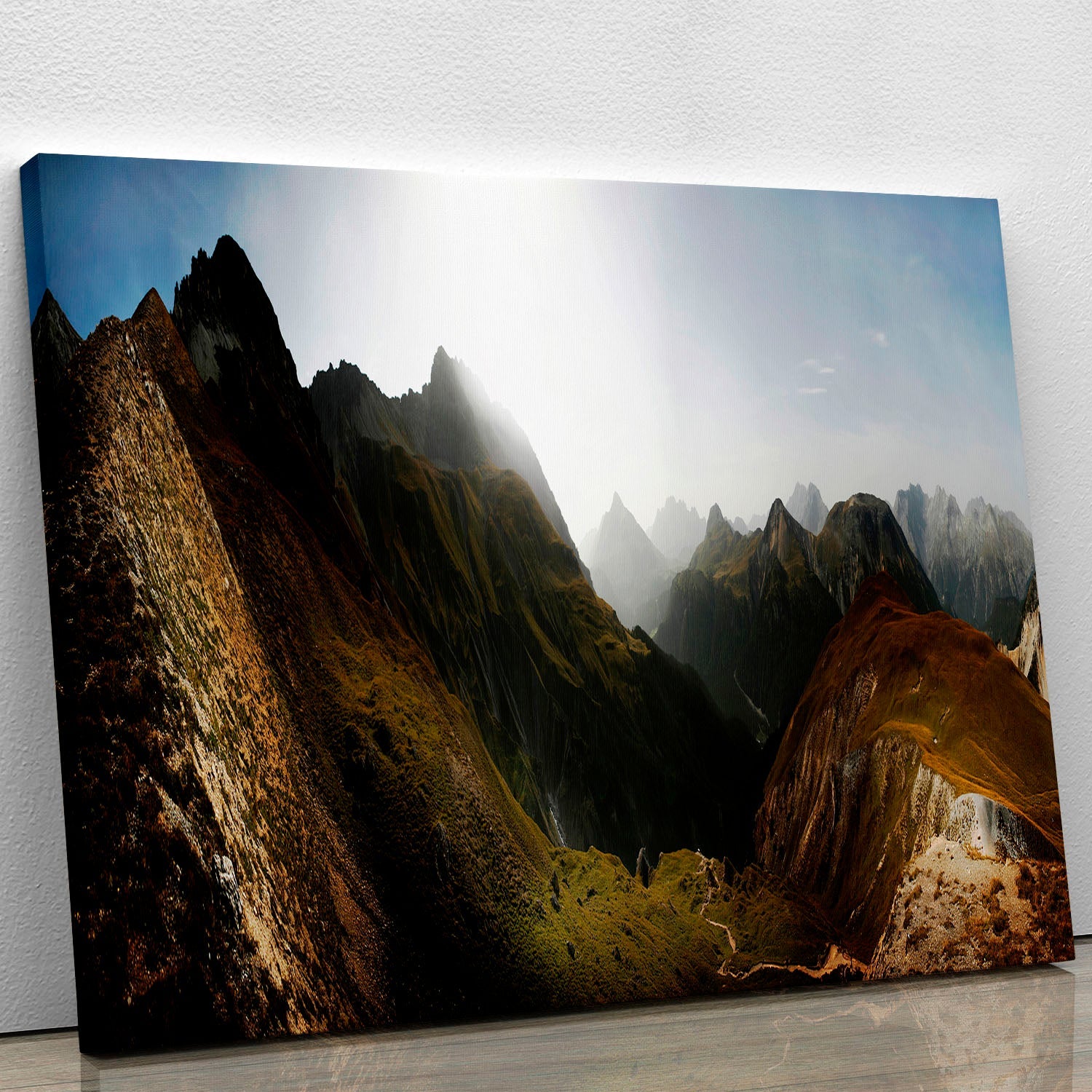 A beautiful canvas print of the Nationalpark Schweiz showcasing stunning Swiss landscapes with vibrant colors and intricate details.