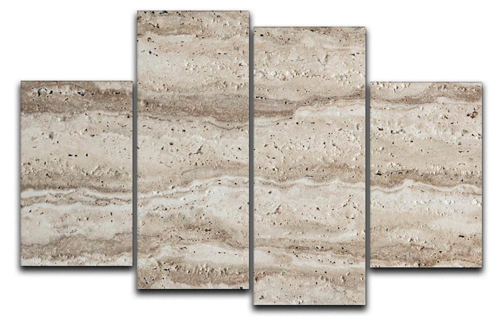 Natural Grey Textured Stone 4 Split Panel Canvas artwork displayed in a modern setting, showcasing its elegant design and multi-panel arrangement.