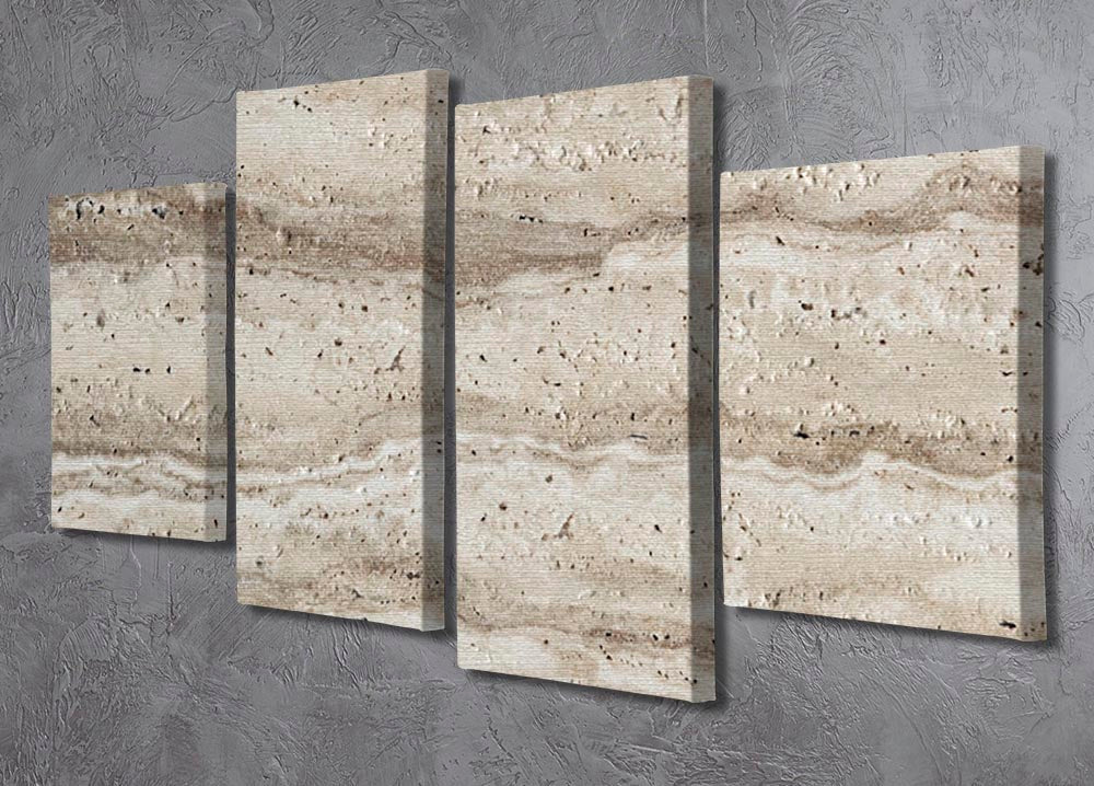 Natural Grey Textured Stone 4 Split Panel Canvas artwork displayed in a modern setting, showcasing its elegant design and multi-panel arrangement.
