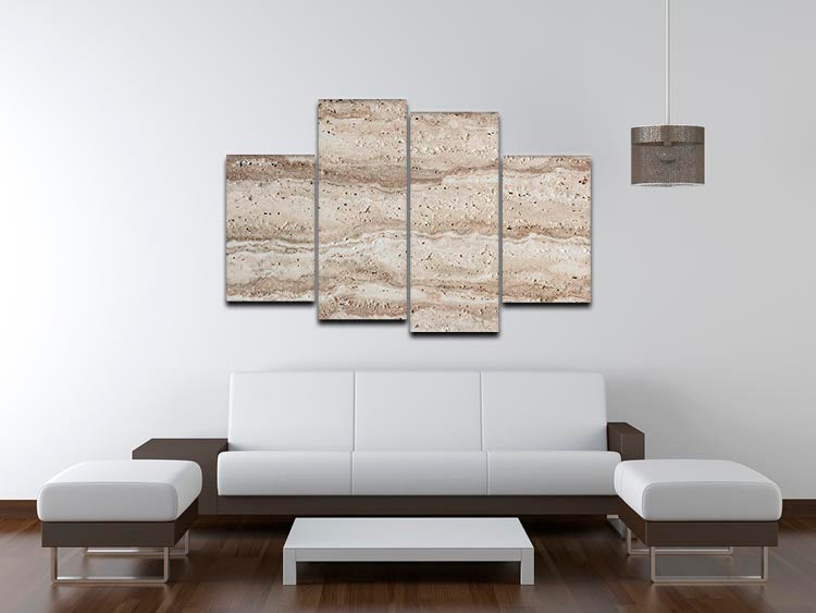 Natural Grey Textured Stone 4 Split Panel Canvas artwork displayed in a modern setting, showcasing its elegant design and multi-panel arrangement.