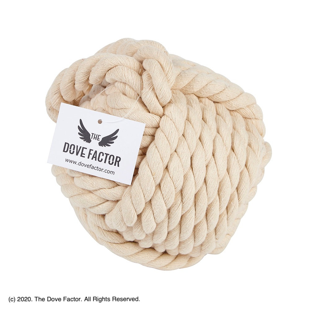 Nautical Rope Knot Fabric Door Stop in off white, tan, cream, and egg shell colors, featuring a soft cotton texture and integrated handle.